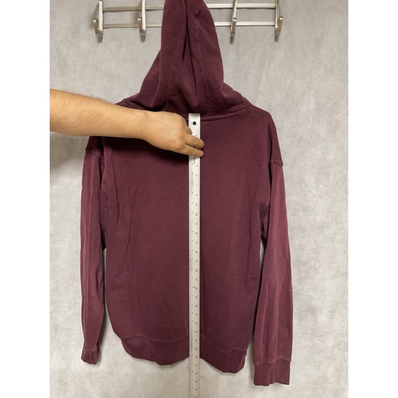 Ariat Hoodie Men M Burgundy Fleece Pullover‎ Drawstring Spell Out Casual Outdoor - Picture 5 of 10